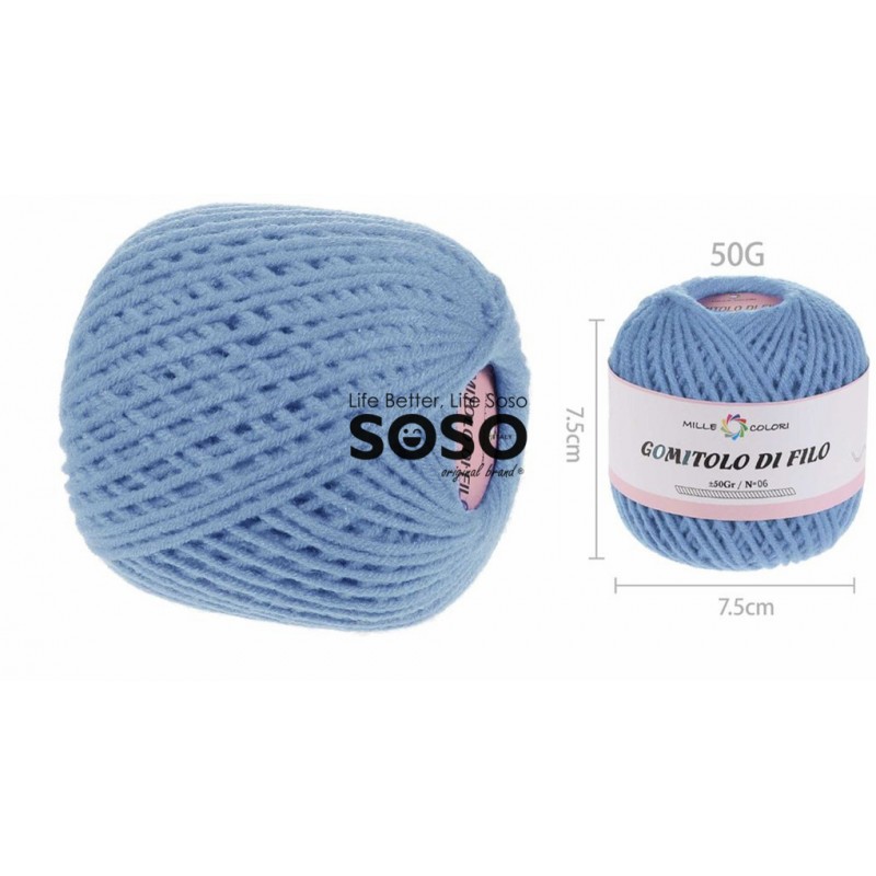 Gomitolo di filo cotone 50g n.06 celeste baby - 1