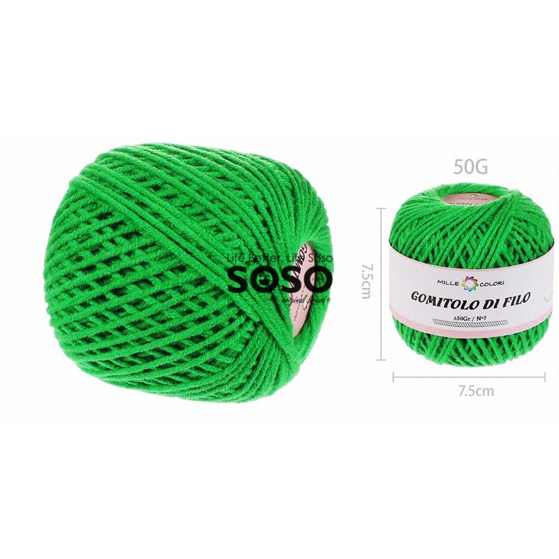 Gomitolo di filo cotone 50g n.07 verde prato - 1