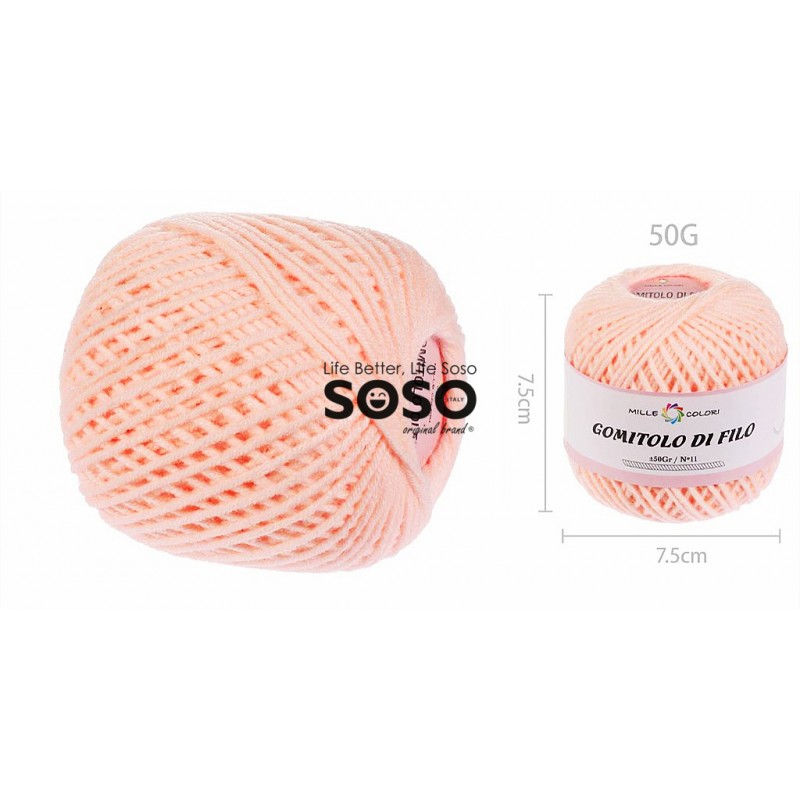 Gomitolo di filo cotone 50g n.11 rosa pesca - 1