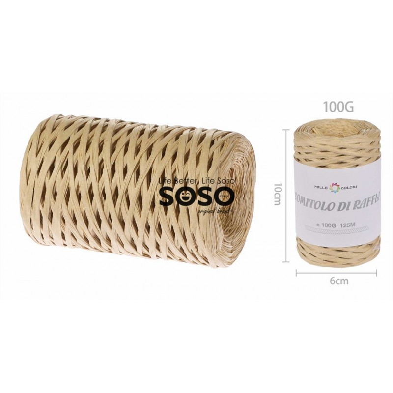 Gomitolo di rafia 100g circa 125m colore naturale - 1