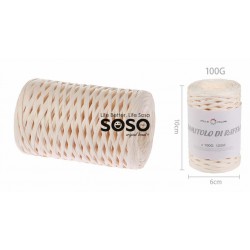 Gomitolo di rafia 100g circa 125m colore panna - 1
