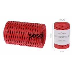Gomitolo di rafia 100g circa 125m colore rosso - 1