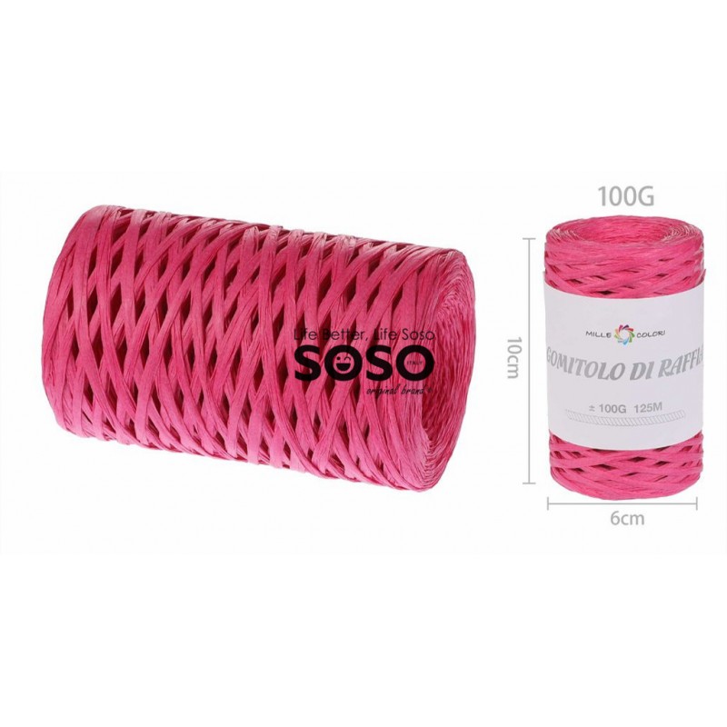 Gomitolo di rafia 100g circa 125m colore fucsia - 1