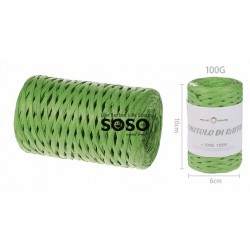 Gomitolo di rafia 100g circa 125m colore verde prato - 1