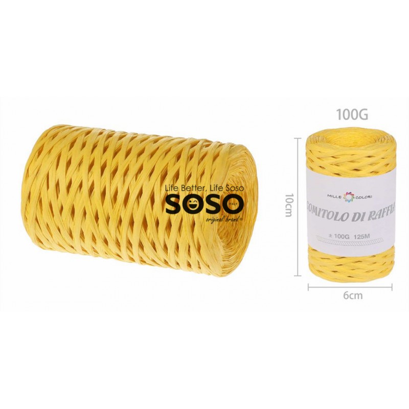 Gomitolo di rafia 100g circa 125m colore giallo - 1