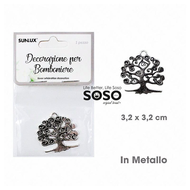 Decorazione bomboniere forma albero di vita in metallo misure 3.2 x 3.2 cm 1 pcs - 1