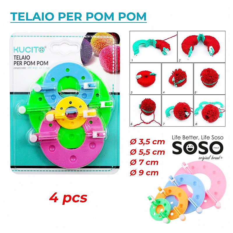 Telaio per pom pom 4pezzi assortite - 1