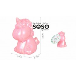 Scatola di plastica per bomboniere forma di unicorno rosa altezza circa 8cm - 1