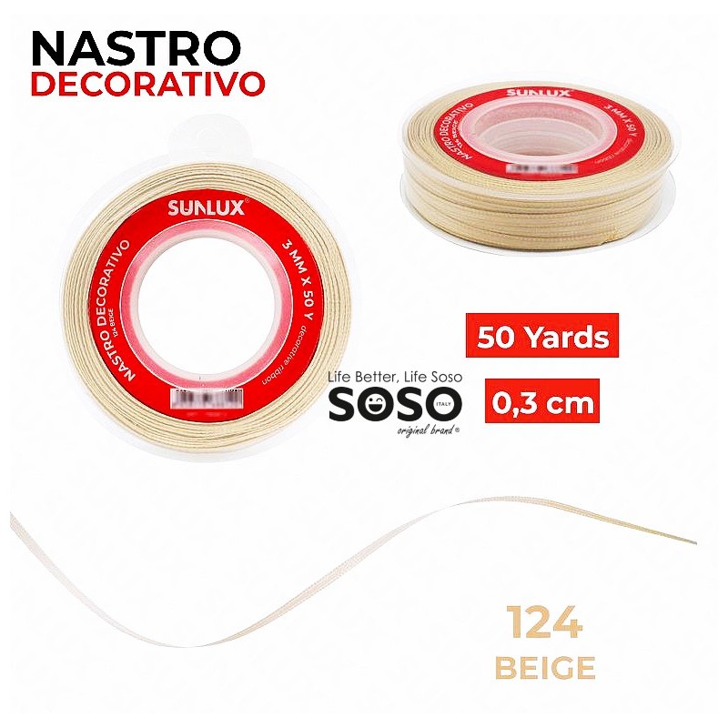 Nastro decorativo 124 beige 50y x 0.3cm - 1