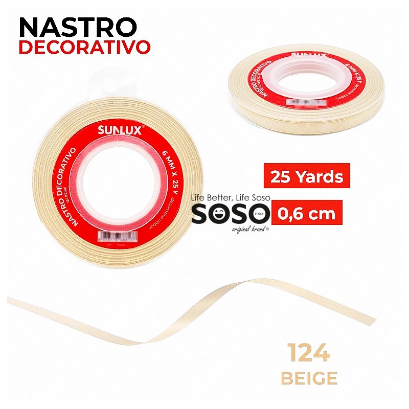 Nastro decorativo 124 beige 25y x 0.6cm - 1