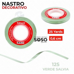 Nastro decorativo 125 verde salvia 25y x 0.6cm - 1