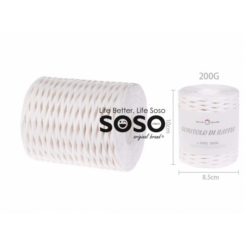 Gomitolo di rafia 200g circa 250m colore bianco - 1