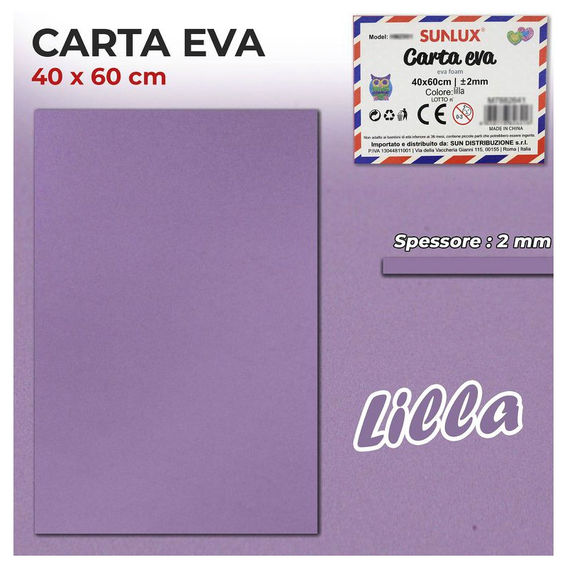 Gomma Eva 40x60cm spessore 2 mm - LILLA (Gomma Crepla, Fommy) - 1