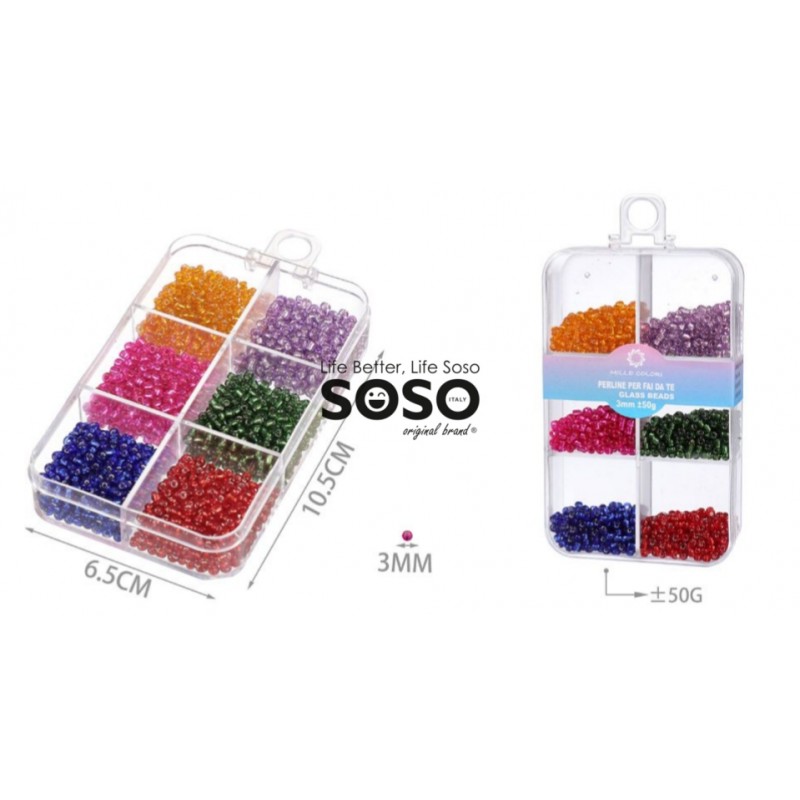 Mini perline 3mm 6 colori ass. 50g - 1