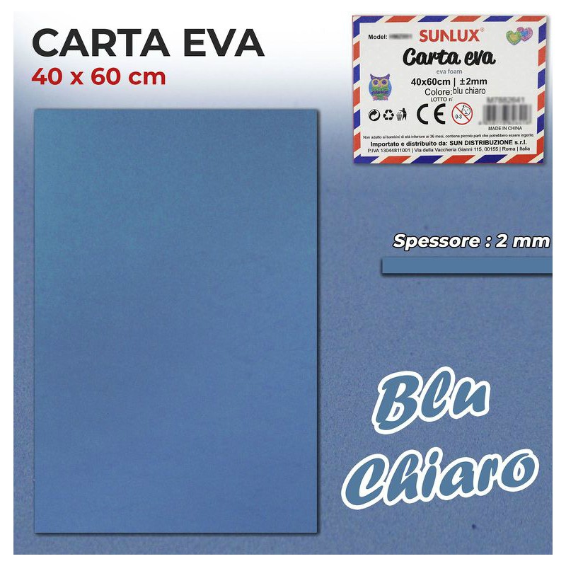 Gomma Eva 40x60cm spessore 2 mm - BLU CHIARO (Gomma Crepla, Fommy) - 1