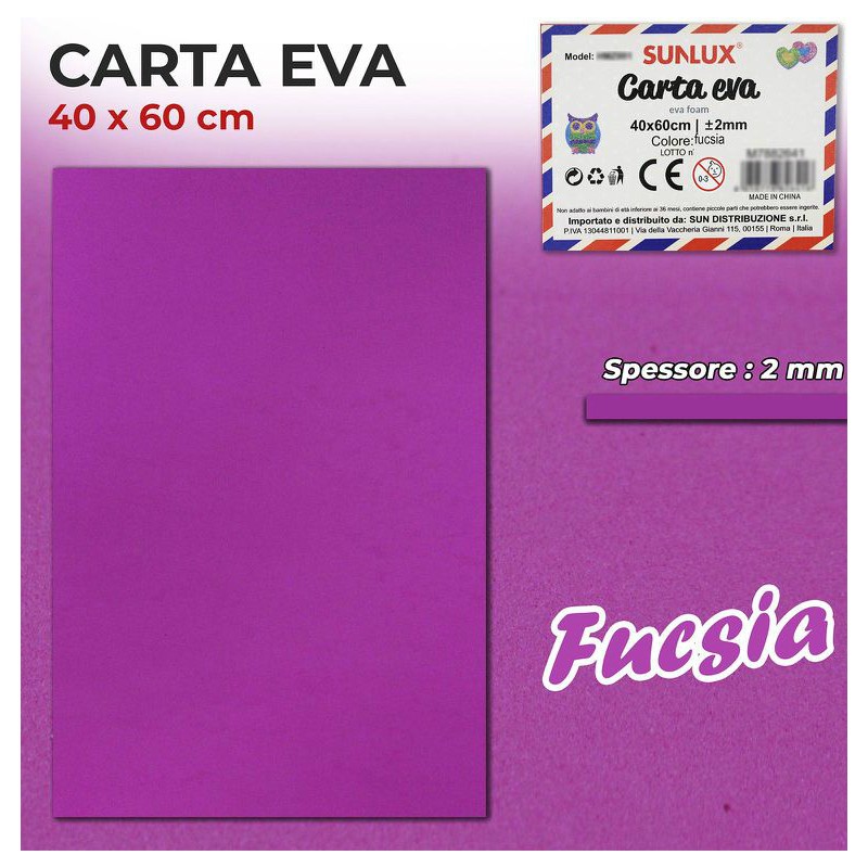 Gomma Eva 40x60cm spessore 2 mm - FUCSIA (Gomma Crepla, Fommy) - 1