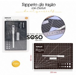 Tappeto da taglio con bisturi 3 pezzi dimensione 220x150mm - 1