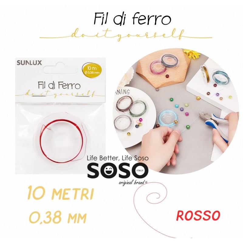 Fil di ferro colore rosso diametro 0.38mm x 10mt - 1