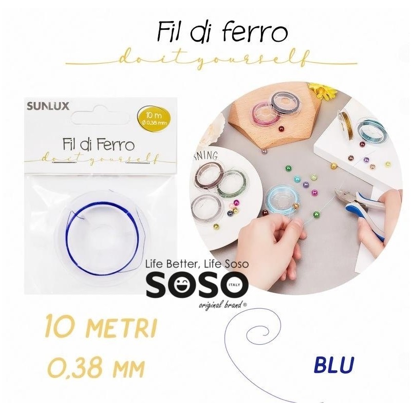 Fili di ferro colore blu diametro 0.38mm x 10mt - 1