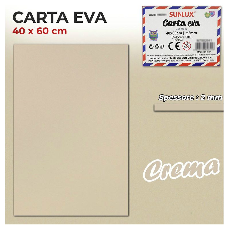 Gomma Eva 40x60cm spessore 2 mm - Crema (Gomma Crepla, Fommy) - 1