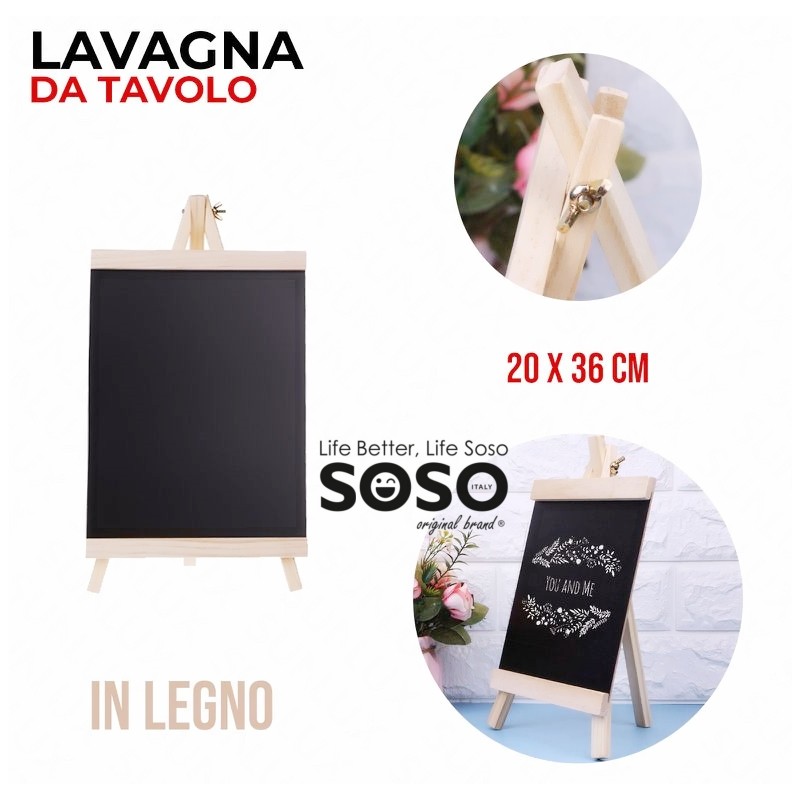 Lavagna da tavolo in legno dimensione 20x36cm - 1