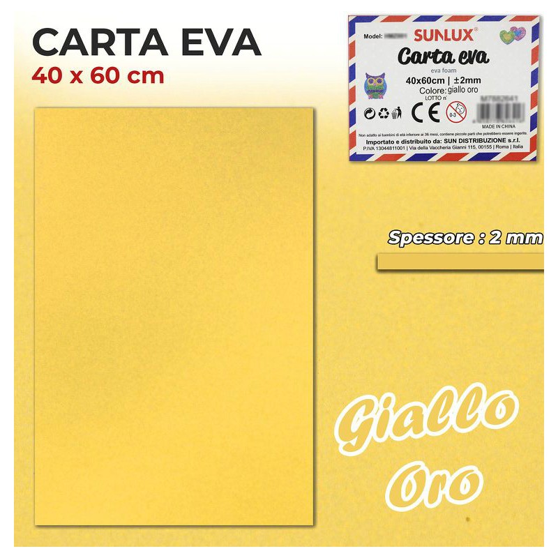Gomma Eva 40x60cm spessore 2 mm - GIALLO ORO (Gomma Crepla, Fommy) - 1