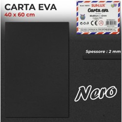Gomma Eva 40x60cm spessore 2 mm - NERO (Gomma Crepla, Fommy) - 1