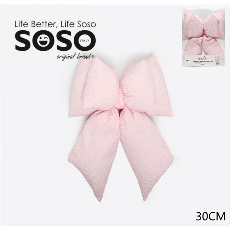 Decorativo fiocco nascita double bombato rosa 30cm - 1