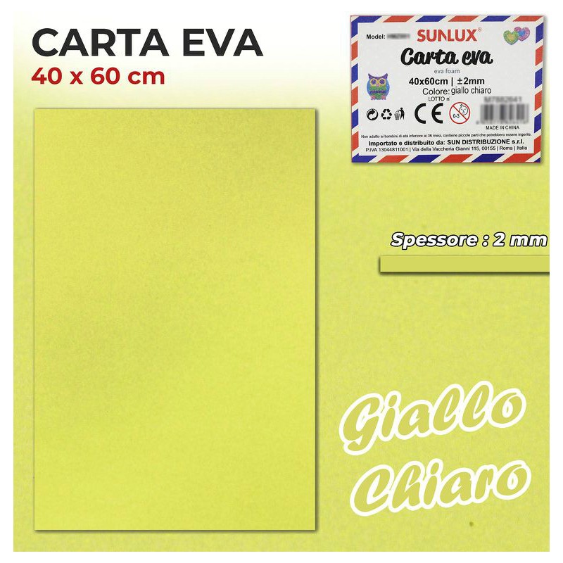 Gomma Eva 40x60cm spessore 2 mm - GIALLO CHIARO(Gomma Crepla, Fommy) - 1