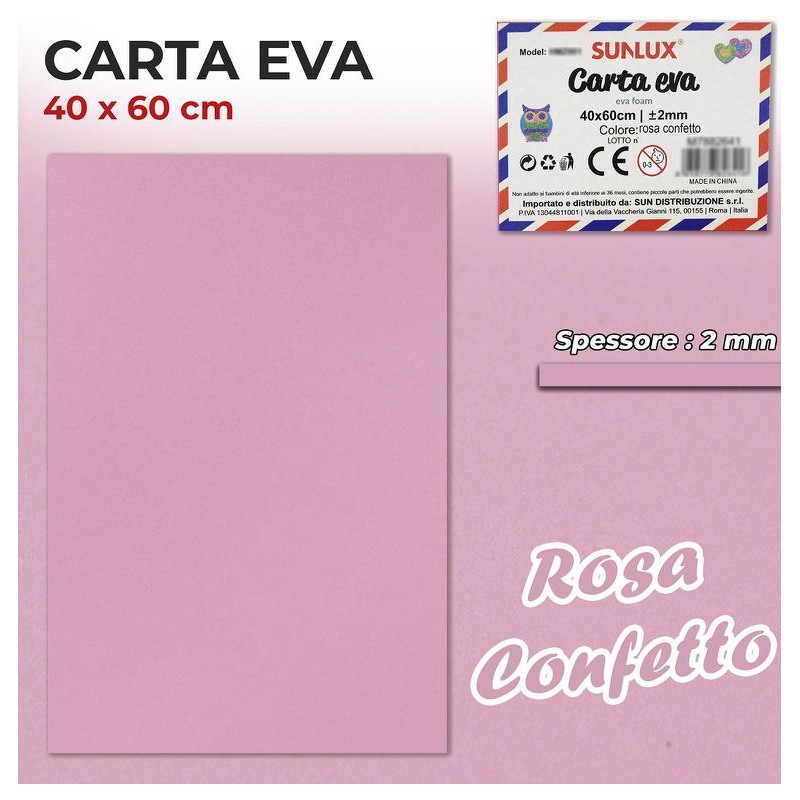 Gomma Eva 40x60cm spessore 2 mm - ROSA CONFETTO (Gomma Crepla, Fommy) - 1