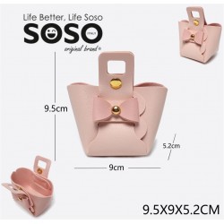 Mini Borsetta fiocco in pelle sintetica rosa 9.5x9x5.2cm - 1