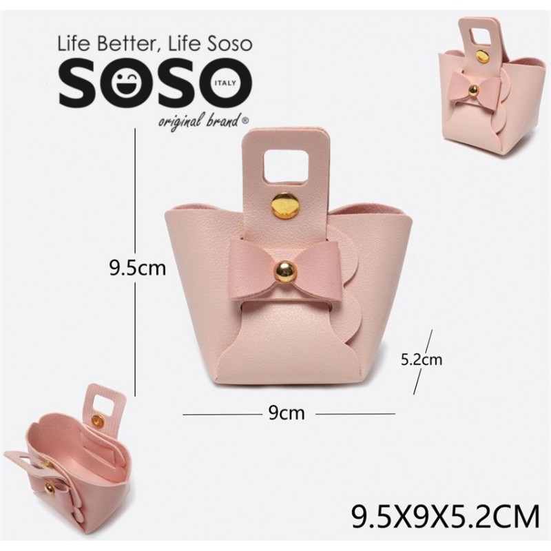 Mini Borsetta fiocco in pelle sintetica rosa 9.5x9x5.2cm - 1