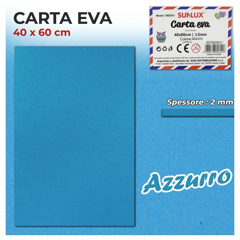 Gomma Eva 40x60cm spessore 2 mm - AZZURRO (Gomma Crepla, Fommy) - 1