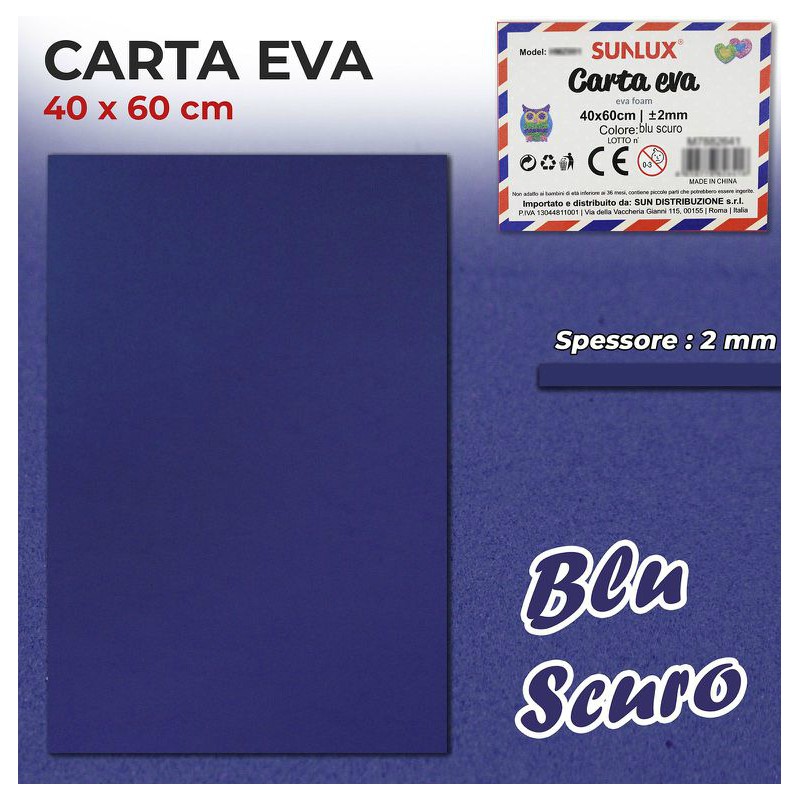 Gomma Eva 40x60cm spessore 2 mm - BLU SCURO (Gomma Crepla, Fommy) - 1