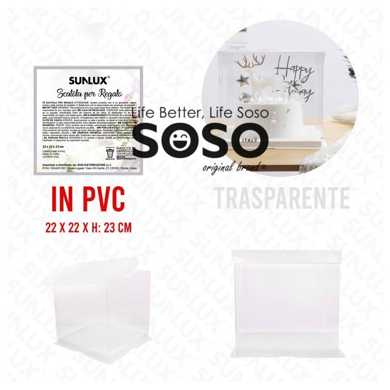 Scatola regalo in pvc trasparente 22x22x23cm - 1