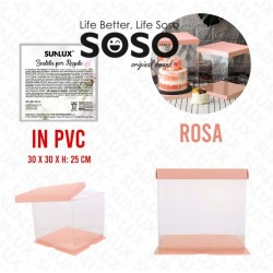 Scatola regalo in pvc rosa 30x30x25cm - 1