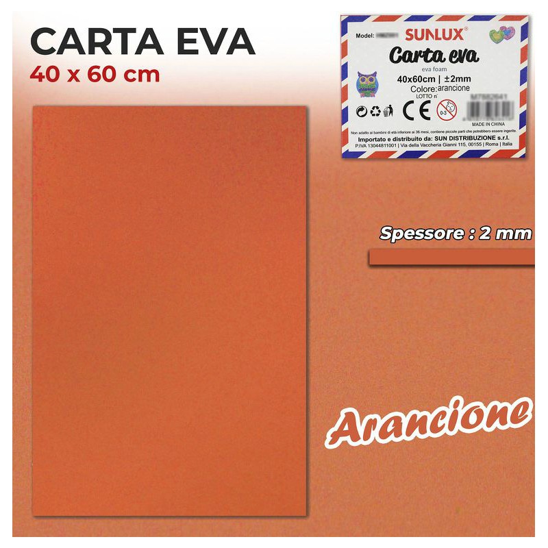 Gomma Eva 40x60cm spessore 2 mm - ARANCIONE (Gomma Crepla, Fommy) - 1