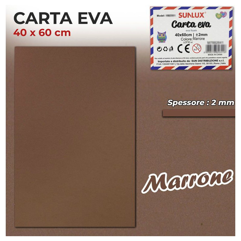 Gomma Eva 40x60cm spessore 2 mm - MARRONE (Gomma Crepla, Fommy) - 1