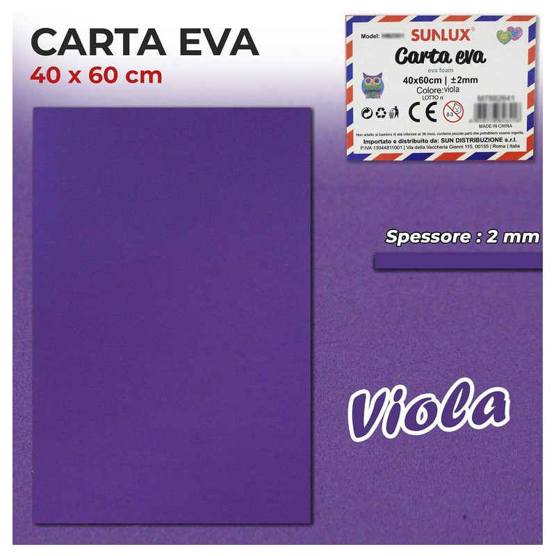 Gomma Eva 40x60cm spessore 2 mm - VIOLA (Gomma Crepla, Fommy) - 1