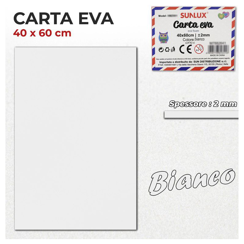 Gomma Eva 40x60cm spessore 2 mm - BIANCO (Gomma Crepla, Fommy) - 1