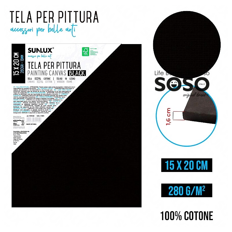Tela per pittura nero 15x20cm 280gr - 1