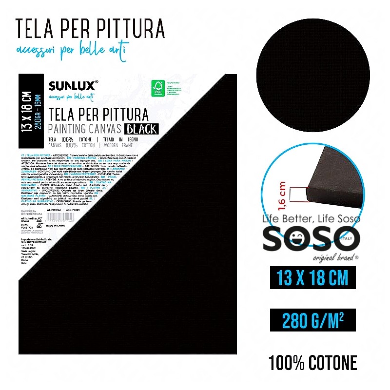 Tela per pittura nero 13x18cm 280gr - 1