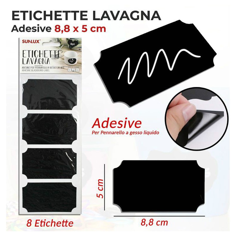 8 Etichette Lavagna adesive 5x8,8cm