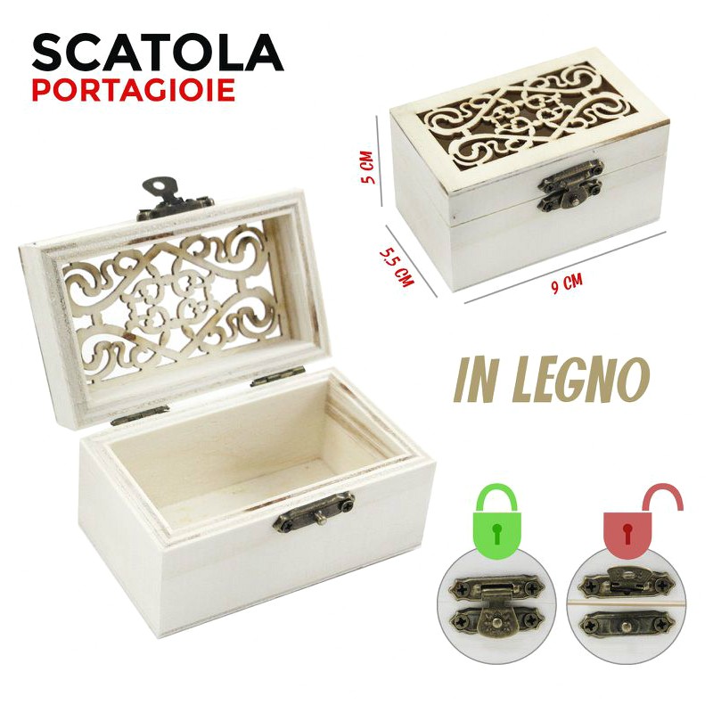 Scatola portagioie in legno 5x55x9cm - DIY da decorare , Decoupage e  tecniche decorative