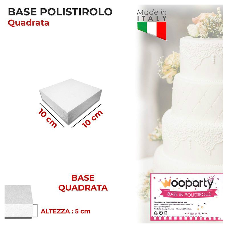 Base in polistirolo quadrata 10x10cm alta 5cm - Decorazioni DIY - Base per  Torte