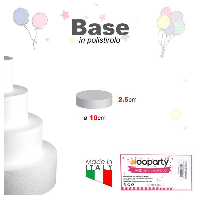 Base in polistirolo a tonda cerchio diametro 10 cm alta 2,5 cm -  Decorazioni DIY