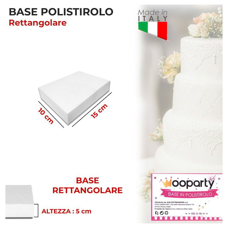 Base in polistirolo rettangolare 10x15 cm alta 5cm - Decorazioni DIY