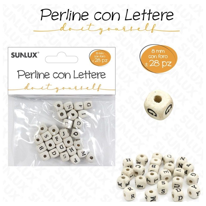 Perline con lettere 8 mm - circa 28 pz