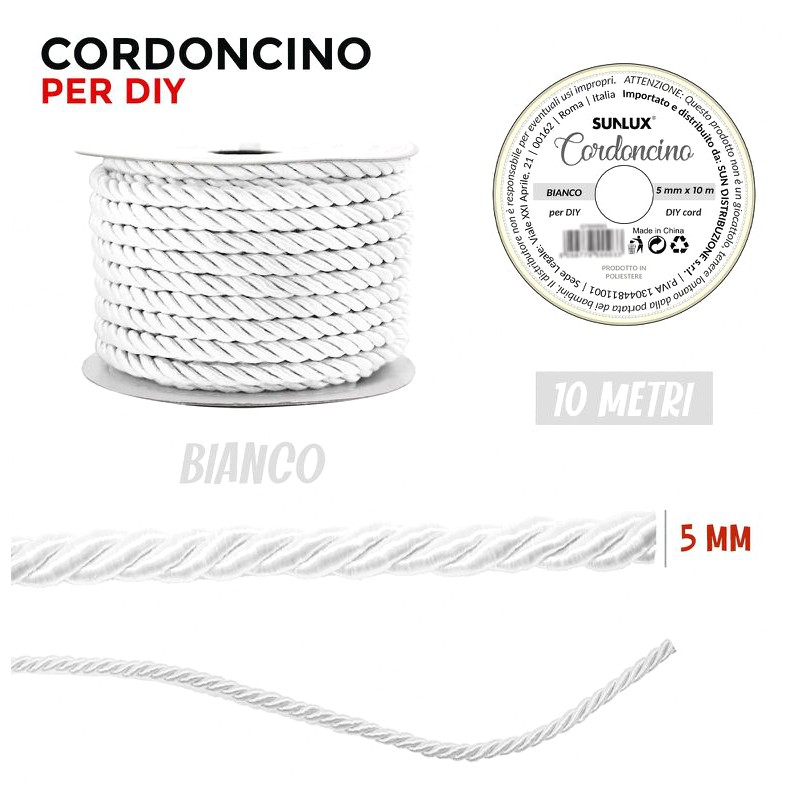 Cordoncino in cotone, dimensioni: Ø 5 mm
