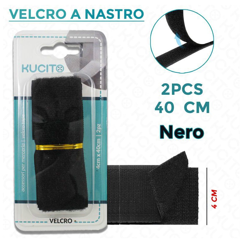 Velcro a nastro Nero f.to cm 40X4 - conf 2 pz